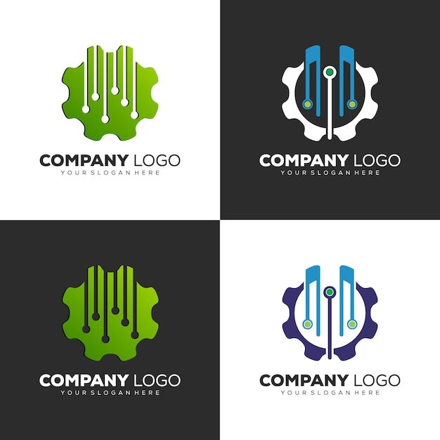 establecer plantilla de logotipo de engranaje de tecnología creativa