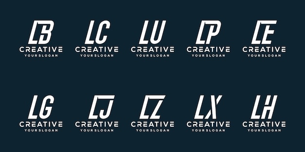 establecer plantilla de logotipo de letra l de paquete
