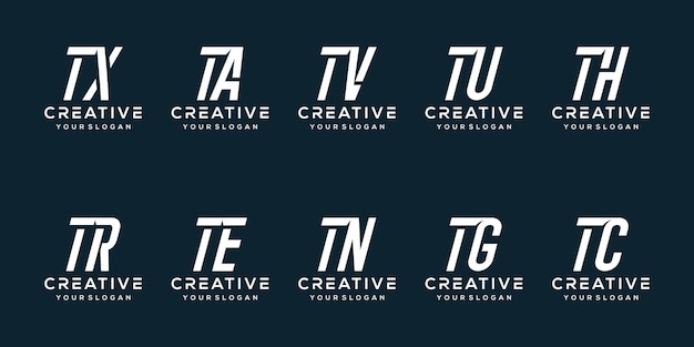 establecer plantilla de logotipo de letra t de paquete