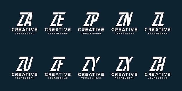 Vector establecer plantilla de logotipo de letra z de paquete