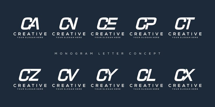 Vector establecer plantilla de logotipo monograma letra c