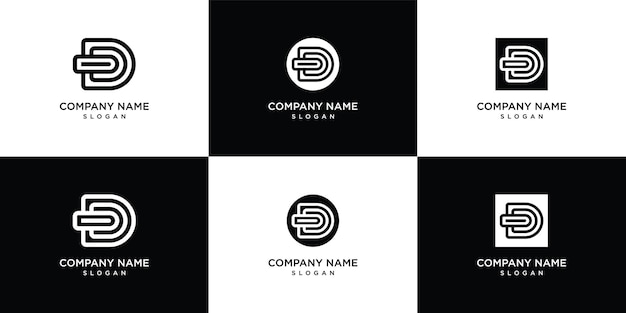 Establecer plantilla de logotipo monograma letra d