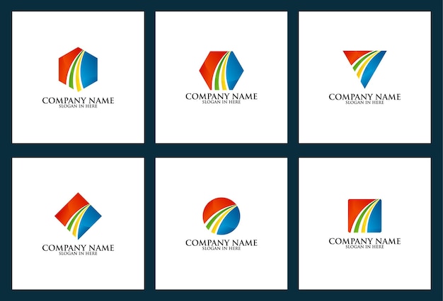 Establecer plantilla de logotipo de símbolo abstracto vector premium