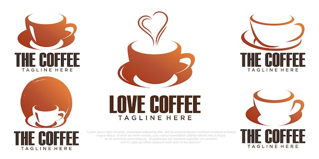 Establecer plantillas de diseño de etiquetas de logotipo de café