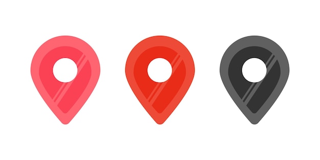 Establecer punteros de ubicación de pines de mapa vectorial, conjunto de símbolos rojos y negros