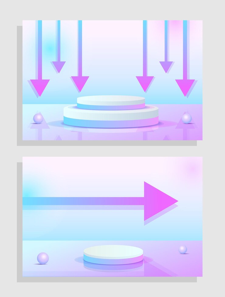 Vector establecer púrpura azul violeta objeto 3d cilindro pedestal podio pantalla degradado color escena mínima