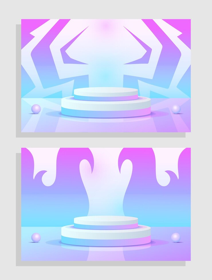 Vector establecer púrpura azul violeta objeto 3d cilindro pedestal podio pantalla degradado color escena mínima