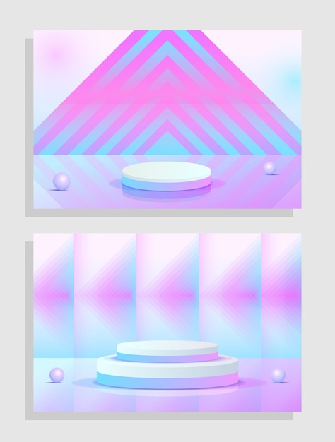Establecer púrpura azul violeta objeto 3d cilindro pedestal podio pantalla degradado color escena mínima