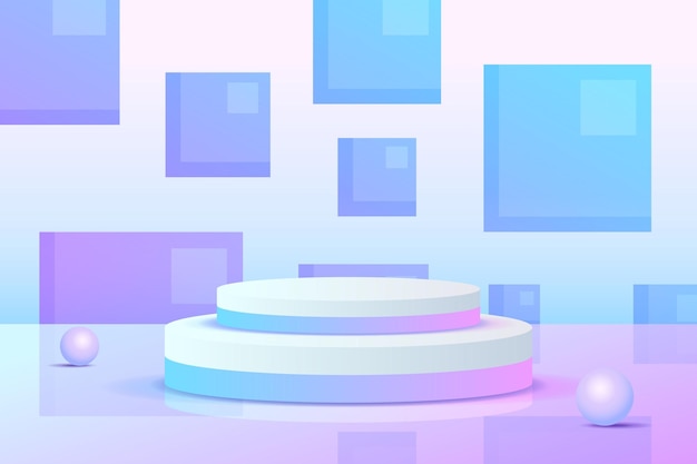 Establecer púrpura azul violeta objeto 3d cilindro pedestal podio pantalla degradado color escena mínima