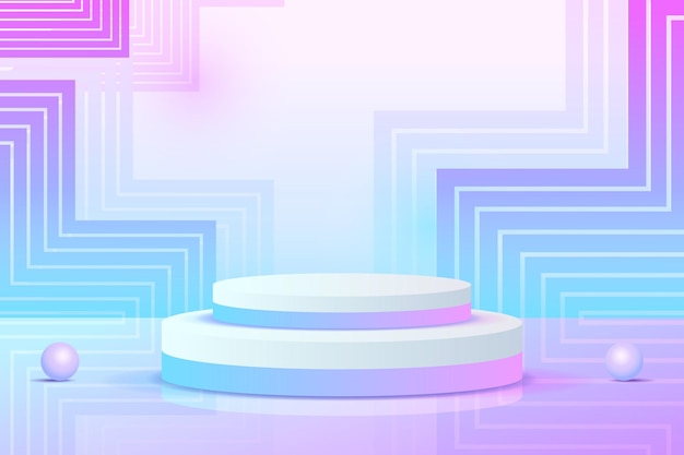 Establecer púrpura azul violeta objeto 3d cilindro pedestal podio pantalla degradado color escena mínima