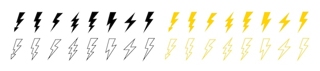 Establecer relámpago Pictograma de rayo Thundershock flecha en zigzag Vector