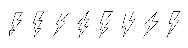 Establecer relámpago Pictograma de rayo Thundershock flecha en zigzag Vector