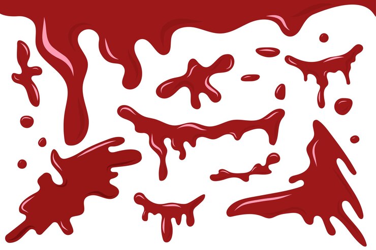 Vector establecer salpicaduras de sangre sobre fondo blanco concepto de horror y halloween ilustración vectorial