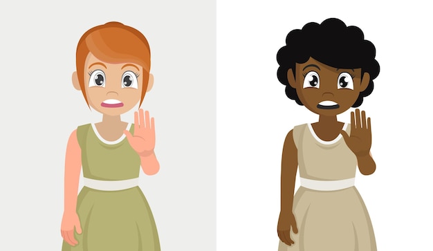 Establecer señal de stop de mano chica, ilustración vectorial