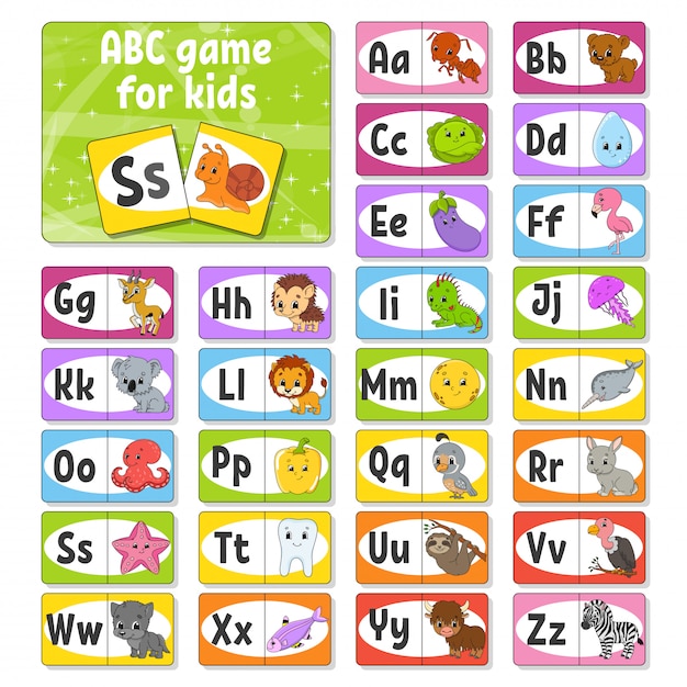 Vector establecer tarjetas flash abc. alfabeto para niños. aprendizaje de letras.
