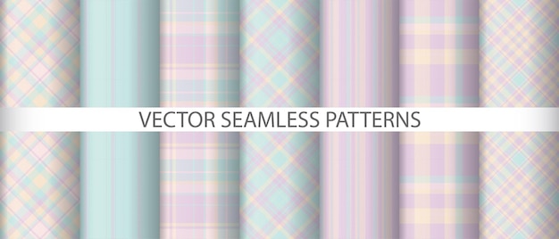 Establecer tela de patrones sin fisuras Vector textura tartán Cuadros textiles comprobar fondo
