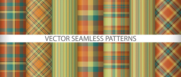 Establecer tela textil cheque patrón tartán cuadros textura vector colección de fondo transparente