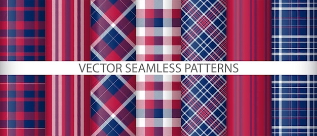 Establecer tela de verificación vector Fondo textil sin costura Textura tartán colección de patrones a cuadros