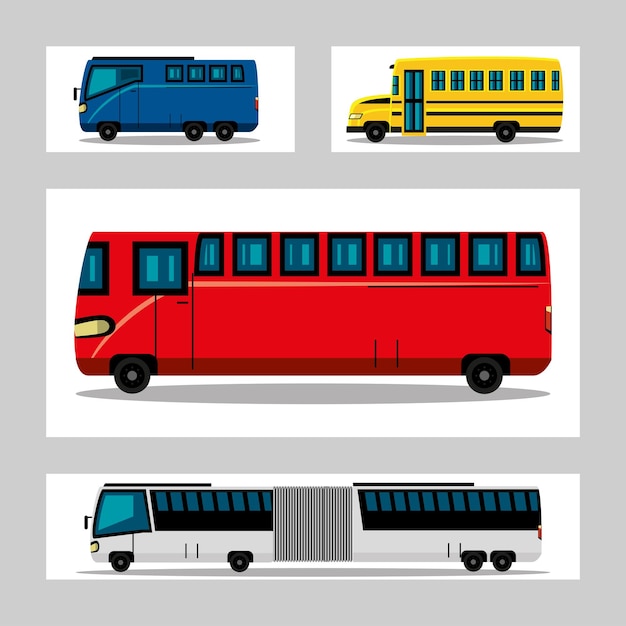 Vector establecer transporte en autobús