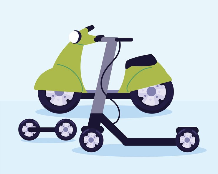 Vector establecer transporte de scooter eléctrico
