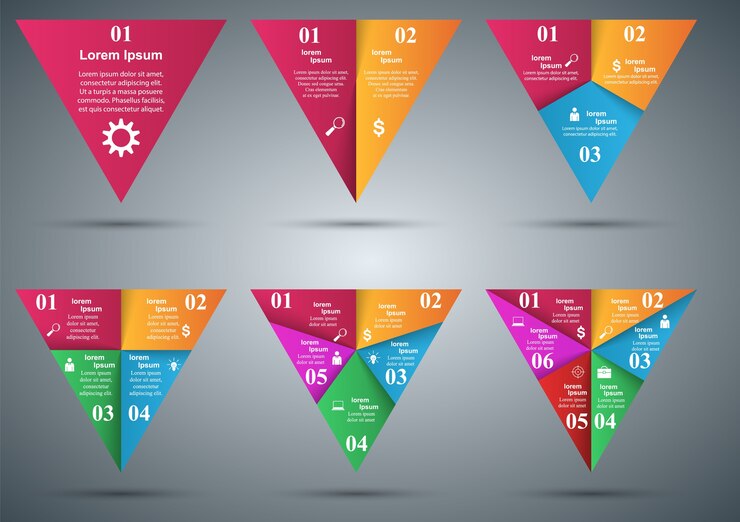 Vector establecer triángulo infografía estilo origami ilustración vectorial.