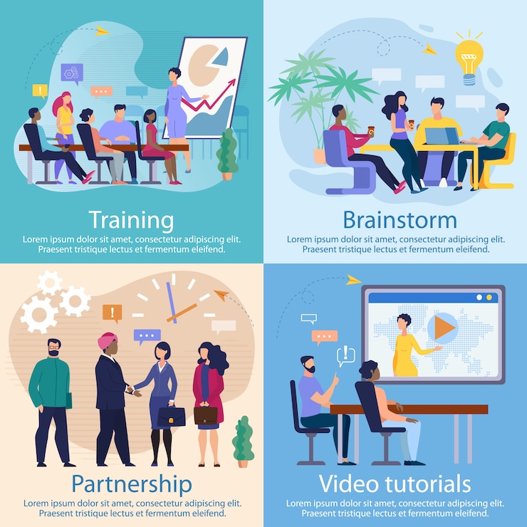 Vector establecer tutoriales de video de banner publicitario