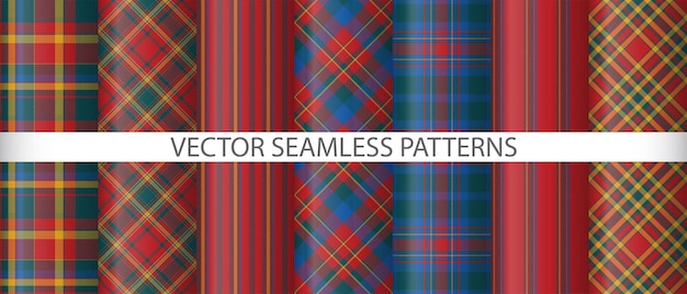 Establecer vector de patrones sin fisuras Cuadros comprobar fondo Textura tela tartan textil
