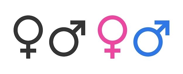 Establecer vector de símbolos de género en colores rosa y azul Ilustración de diseño de símbolo de icono de género