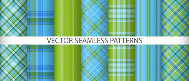 Establecer vector tartán textil Tela patrón a cuadros Textura transparente verificar fondo