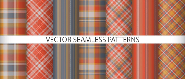 Establecer vector textil cuadros Fondo tela patrón Tartán comprobar colección de textura sin costuras