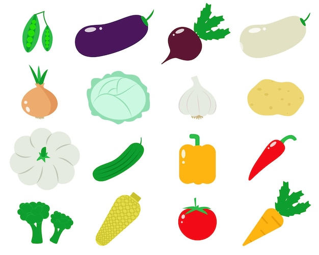 Establecer verduras vector ilustración Alimentos naturales orgánicos saludables Cosecha otoñal de verduras cultivadas