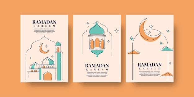 Establecer volante de ramadán plano para diseño de plantilla de colección de publicaciones en redes sociales