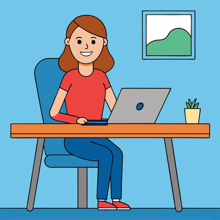Vector establecido en una mesa con ilustración vectorial de portátil