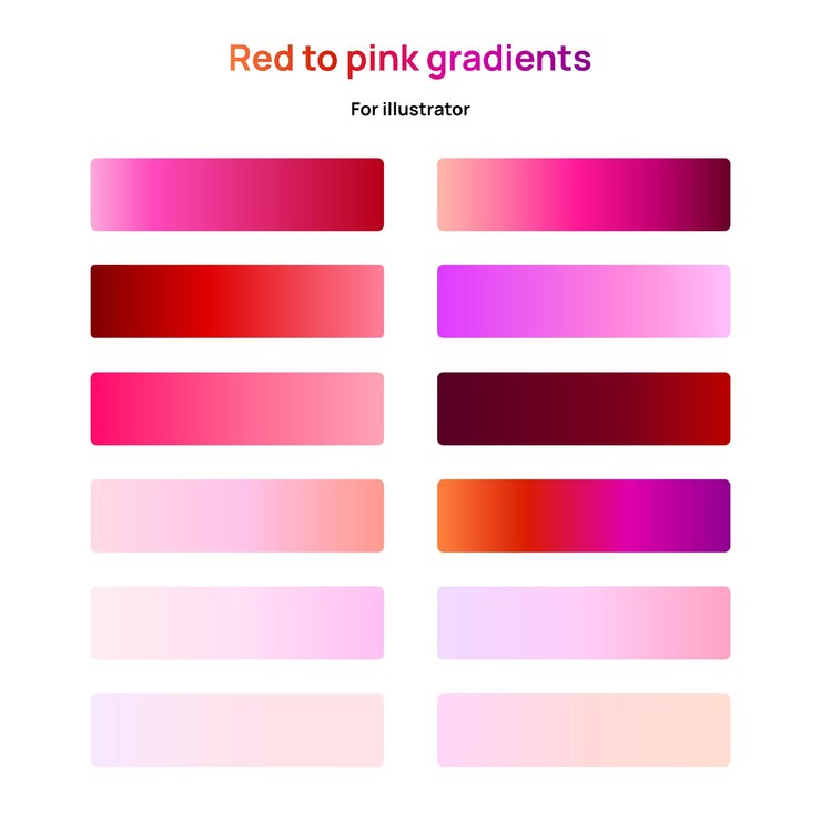 Vector establecimiento de gradiente de rojo a rosa para illustrator
