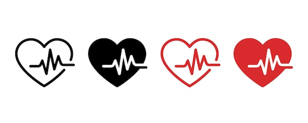 Establecimiento de icono de latido cardíaco y forma de corazón con línea de pulso