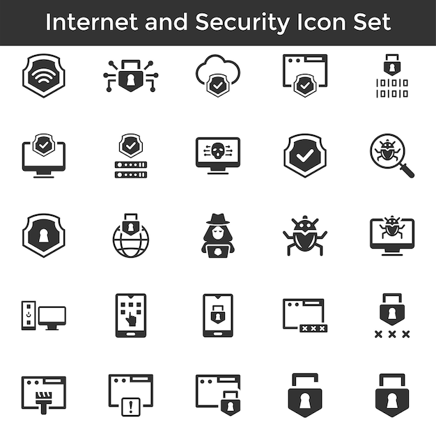 Establecimiento de íconos de Internet y Seguridad Versión Negra