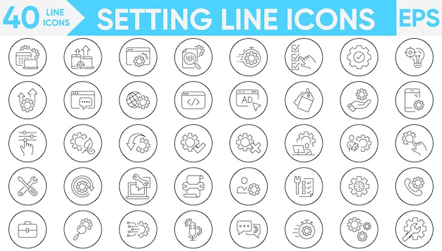 Establecimiento de iconos de línea, vector y conjunto de ilustraciones