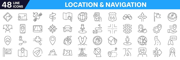 Establecimiento de iconos de ubicación y navegación Estilo lineal