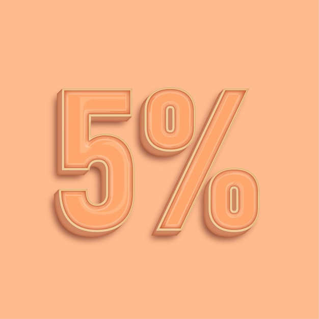 Establecimiento de tendencias Moderno 3D Peach Fuzz Color Icono del 5 por ciento con fondo