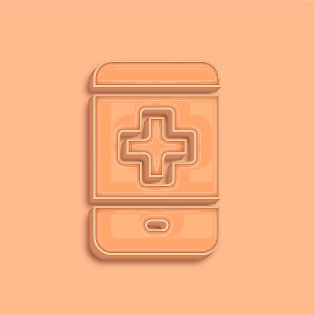 Establecimiento de tendencias Moderno 3D Peach Fuzz Color Icono de la aplicación de atención médica con fondo