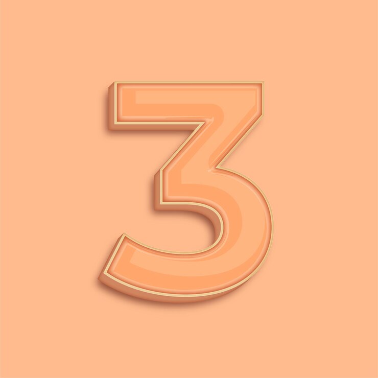 Vector establecimiento de tendencias moderno 3d peach fuzz color número 3 icono con fondo