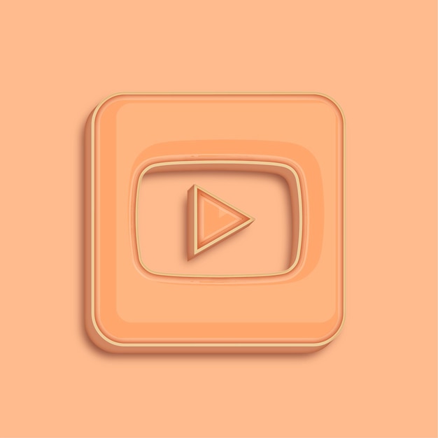 Establecimiento de tendencias Moderno 3D Peach Fuzz Icon de YouTube en color con fondo