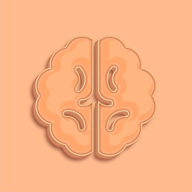 Establecimiento de tendencias Moderno 3D Peach Fuzz Icono de cerebro de color con fondo