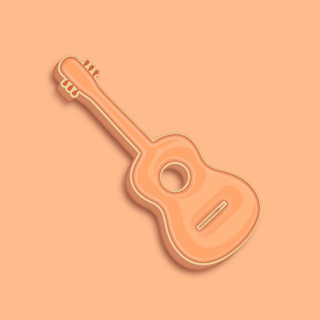 Establecimiento de tendencias Moderno 3D Peach Fuzz Icono de guitarra en color con fondo