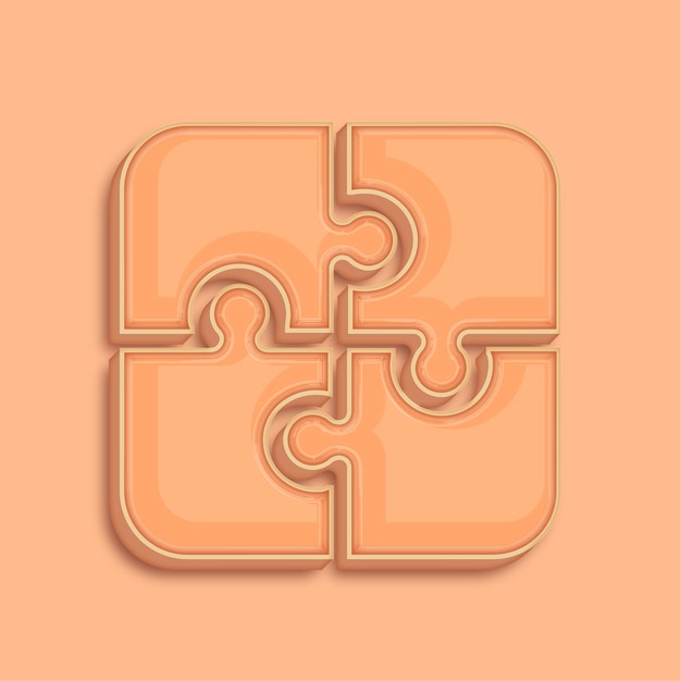 Establecimiento de tendencias Moderno 3D Peach Fuzz Icono de rompecabezas de color con fondo