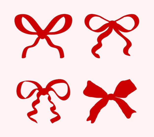 Establezca arcos rojos con cintas onduladas Clipart vectorial de moda para impresiones tarjetas de invitaciones