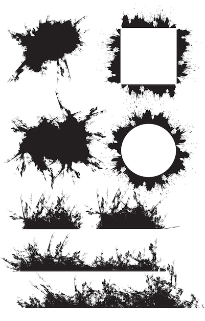 Establezca bordes de marcos grunge con elementos vectoriales rayados para su diseño
