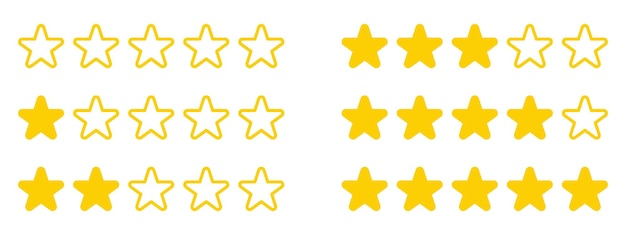 Establezca la calificación de estrellas icona insignias de retroalimentación Nivel de satisfacción calificación de 5 estrellas icona de calificación