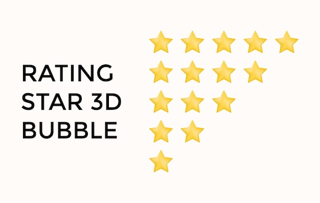 Establezca la clasificación de la burbuja de la colección Estrellas 3d para las calificaciones de servicio para la satisfacción