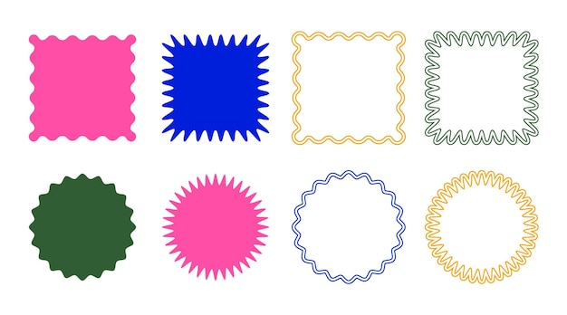 Establezca coloridos marcos geométricos minimalistas y contornos